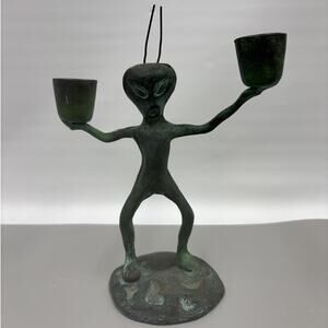 San Pacific International SPI Vintage Alien Candle Sticks Green